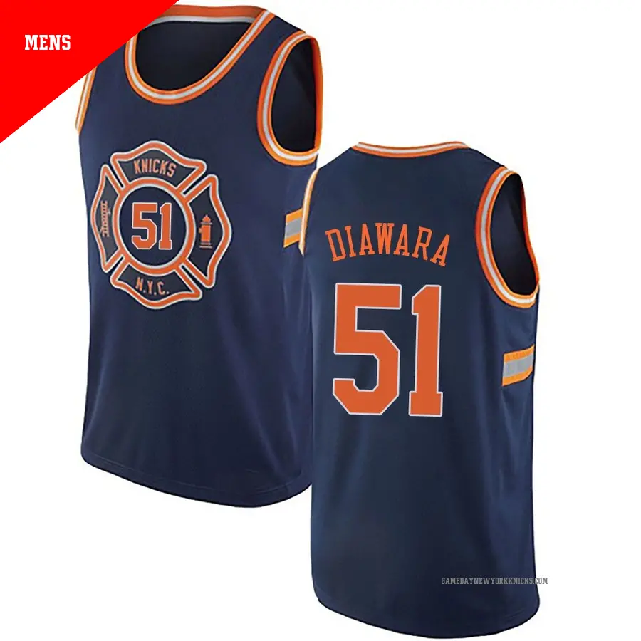 ＃51 Men's Mohamed Diawara New York Knicks Navy Blue Authentic JerseyCity Edition