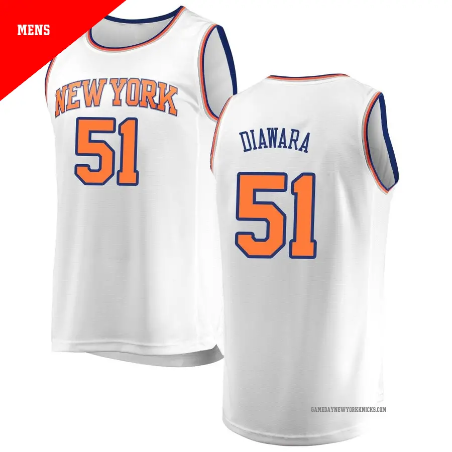 ＃51 Men's Mohamed Diawara New York Knicks White Fast Break JerseyAssociation Edition