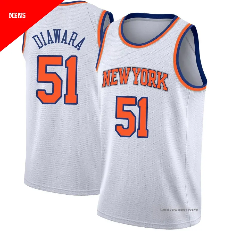 ＃51 Men's Mohamed Diawara New York Knicks White Swingman JerseyAssociation Edition