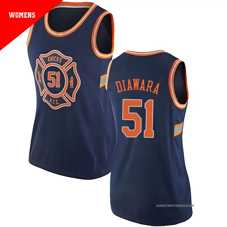 ＃51 Women's Mohamed Diawara New York Knicks Navy Blue Authentic JerseyCity Edition