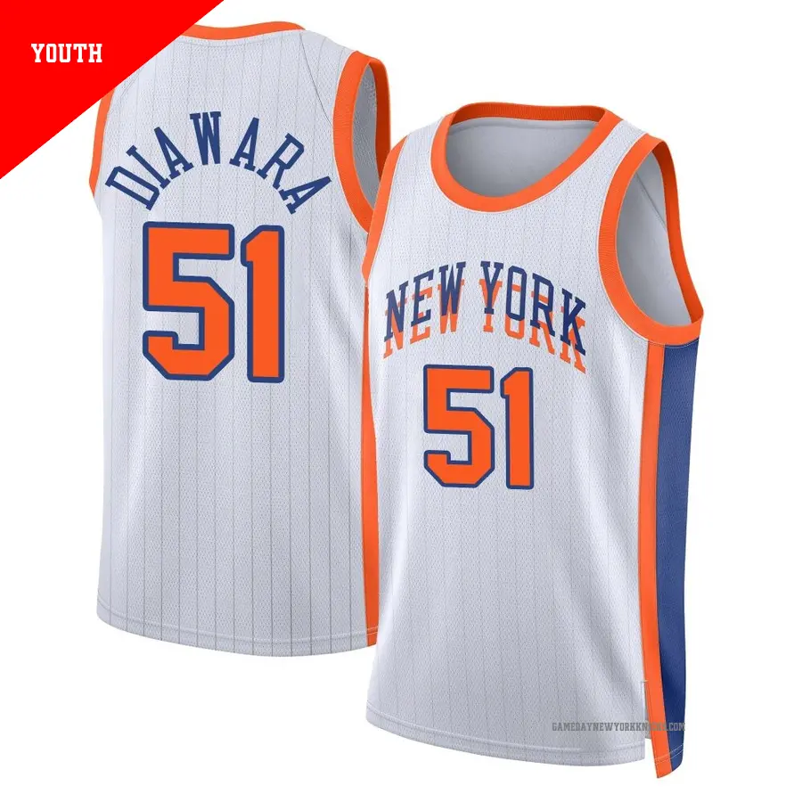 ＃51 Youth Mohamed Diawara New York Knicks 2024/25 Swingman White City Edition Jersey