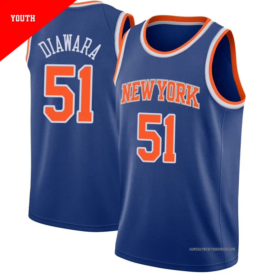 ＃51 Youth Mohamed Diawara New York Knicks Blue Swingman Jersey Icon Edition