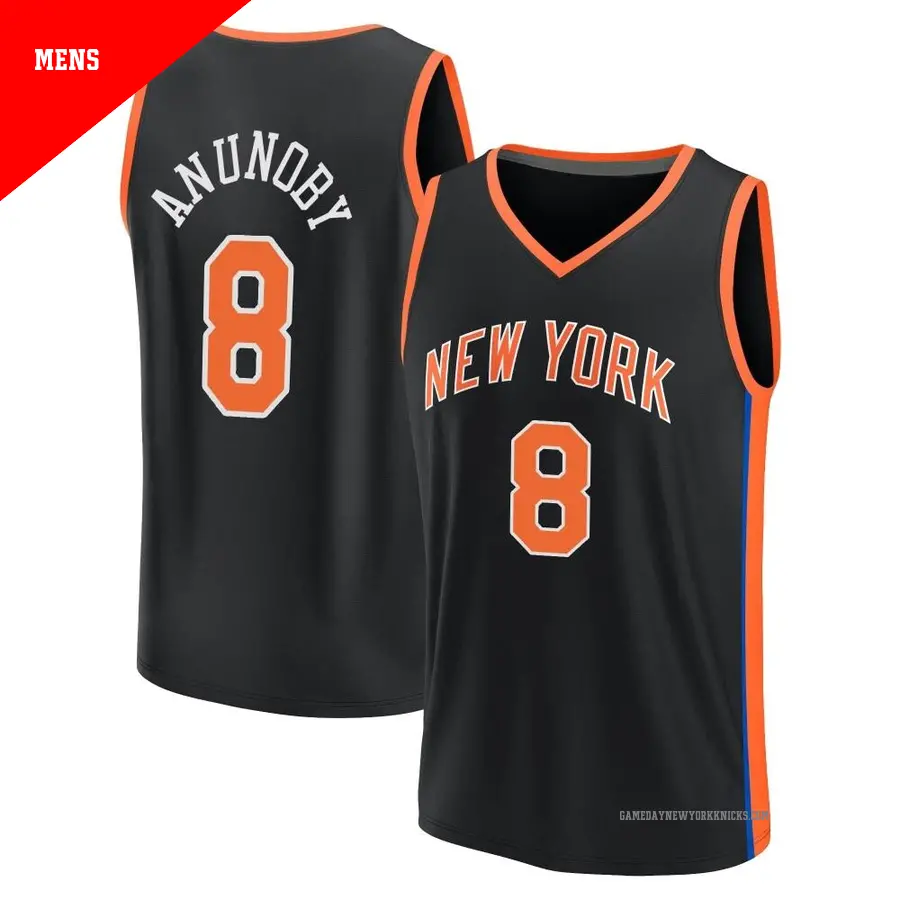 ＃8 Men's OG Anunoby New York Knicks 2022/23 Fast Break Black City Edition Jersey