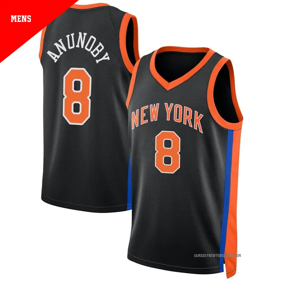 ＃8 Men's OG Anunoby New York Knicks 2022/23 Swingman Black City Edition Jersey