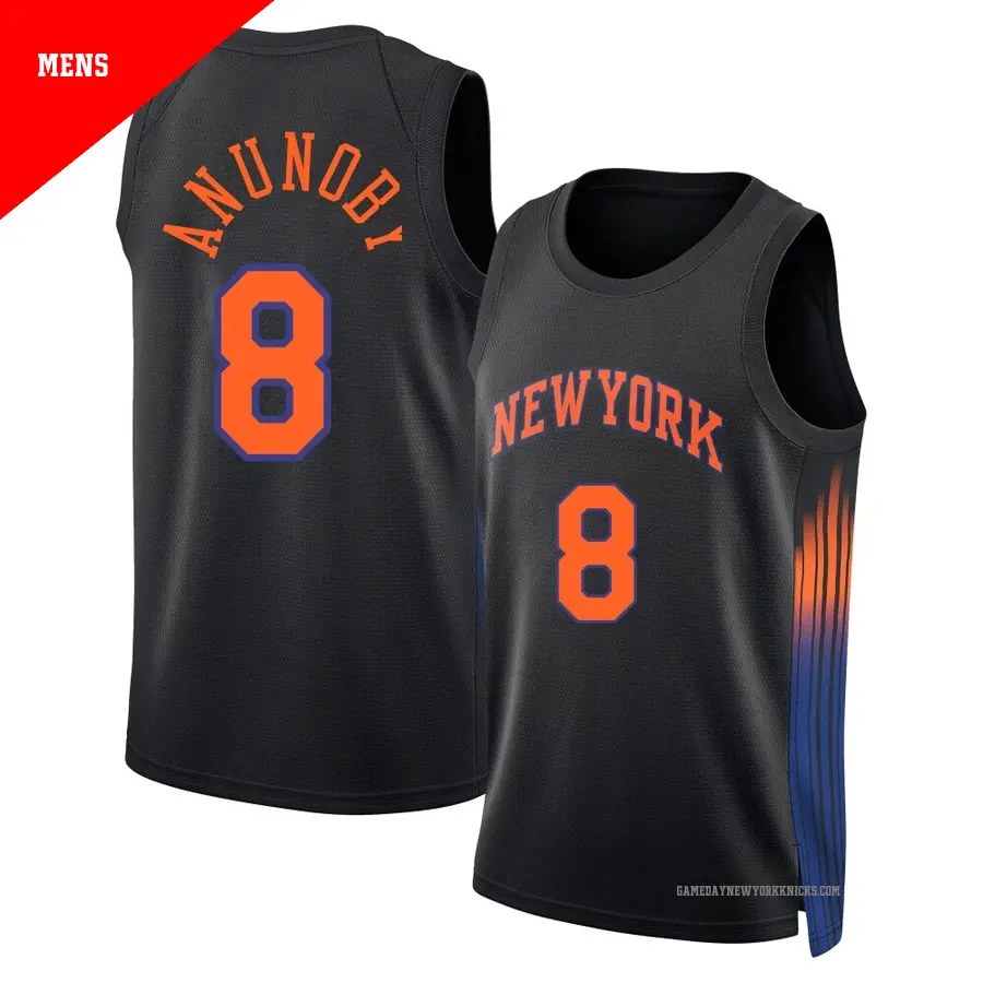 ＃8 Men's OG Anunoby New York Knicks 2024/25 Swingman Black Statement Edition Jersey