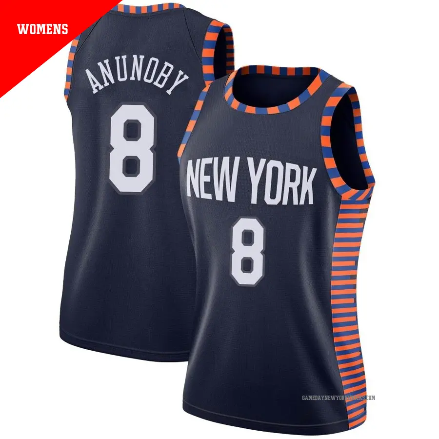 ＃8 Women's OG Anunoby New York Knicks 2018/19 Swingman Navy JerseyCity Edition