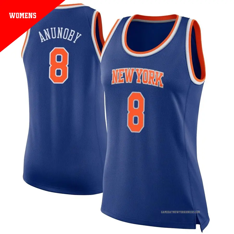 ＃8 Women's OG Anunoby New York Knicks Blue Swingman Jersey Icon Edition