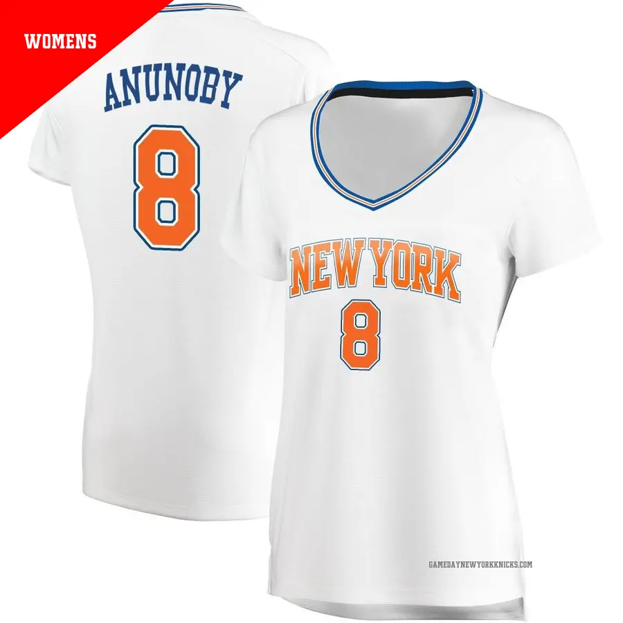 ＃8 Women's OG Anunoby New York Knicks White Fast Break Jersey Statement Edition