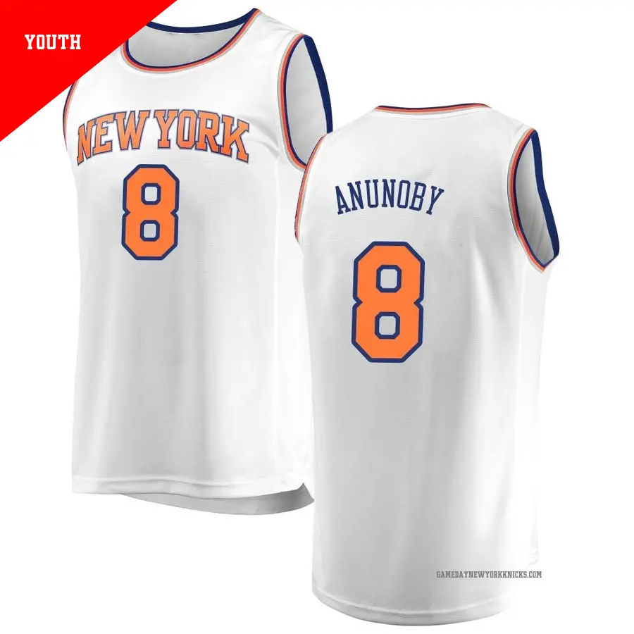 ＃8 Youth OG Anunoby New York Knicks White Fast Break JerseyAssociation Edition
